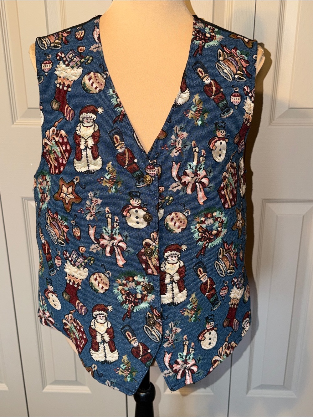 Vintage Holiday Christmas Winter Tapestry Women's Vest Size Large